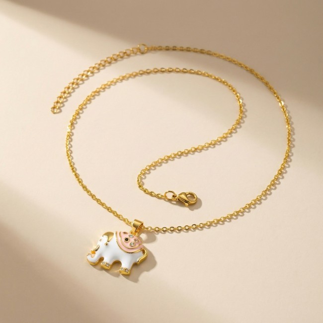 Wholesale Brass 18K Gold Plated Enamel Elephant Pendant