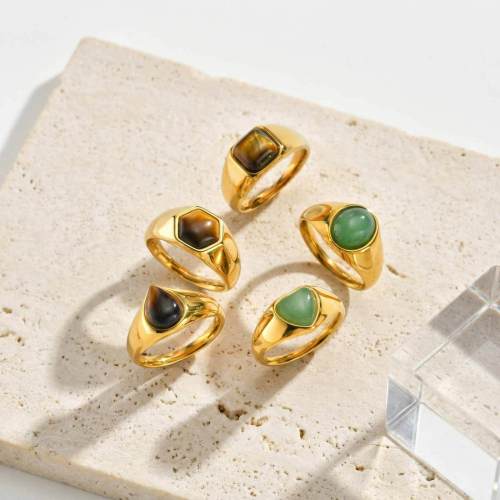 Wholesale Stainless Steel Natural Stone Signet Rings