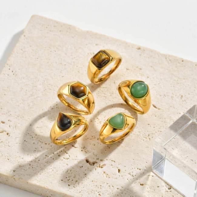 Wholesale Stainless Steel Natural Stone Signet Rings