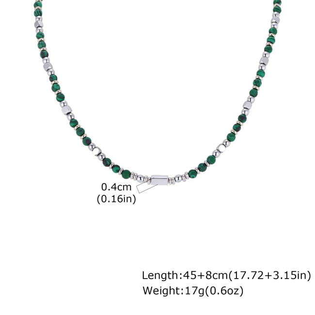 Wholesale Stainless Steel Natural Stone Beaded Necklace