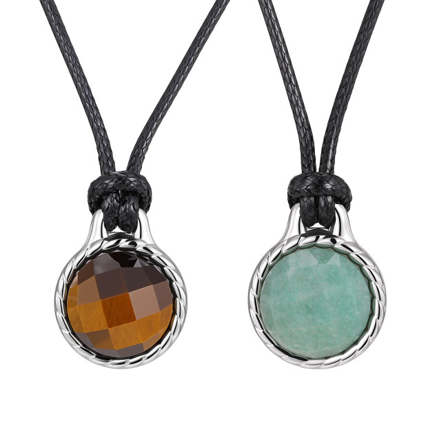 Wholesale Stainless Steel Tiger Eye & Aventurine Round Pendant
