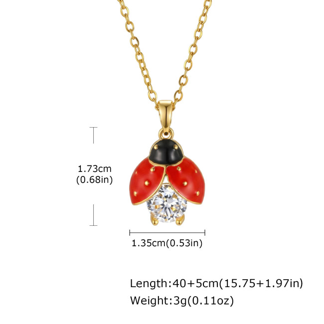 Wholesale Gold Plated Enamel Ladybug Pendant