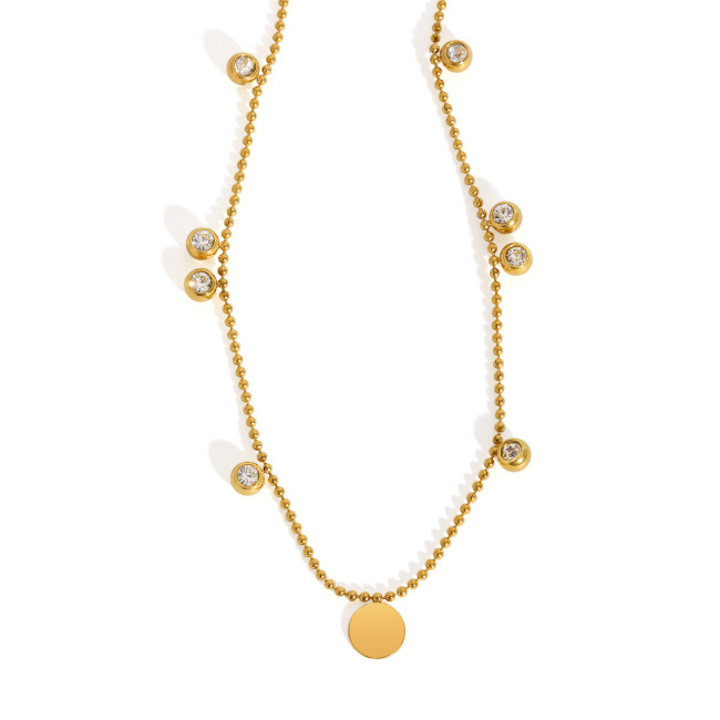 Wholesale Stainless Steel Ball Chain Necklace with Gold Disk