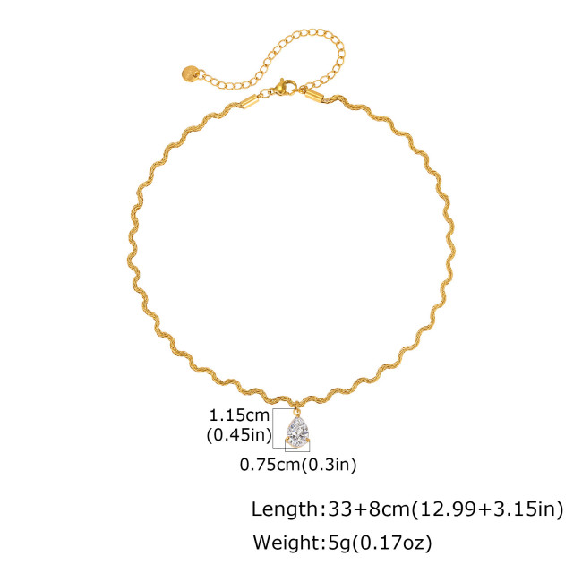 Wholesale Stainless Steel Wavy Twist Chain Necklace