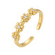 Wholesale Stainless Steel Five-Flower Zircon Open Ring