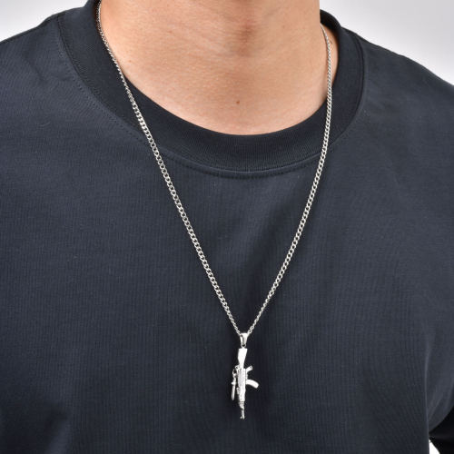 Wholesale Stainless Steel Rifle Pendant Necklace