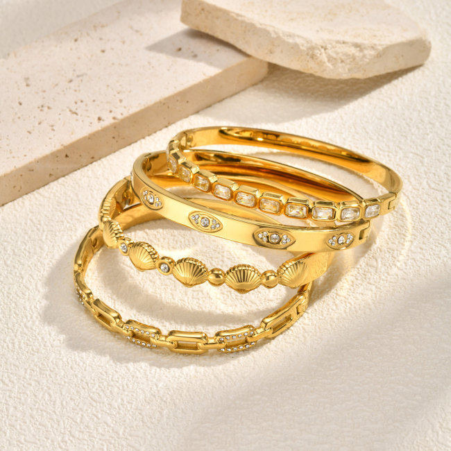 Wholesale 18K Gold Plated Stainless Steel Bangle Set