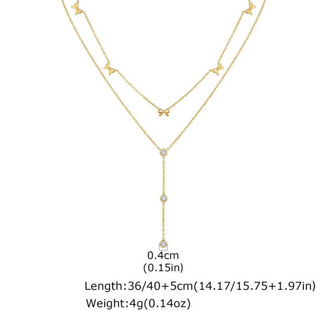 Wholesale Stainless Steel Bow Knot Charm Necklace