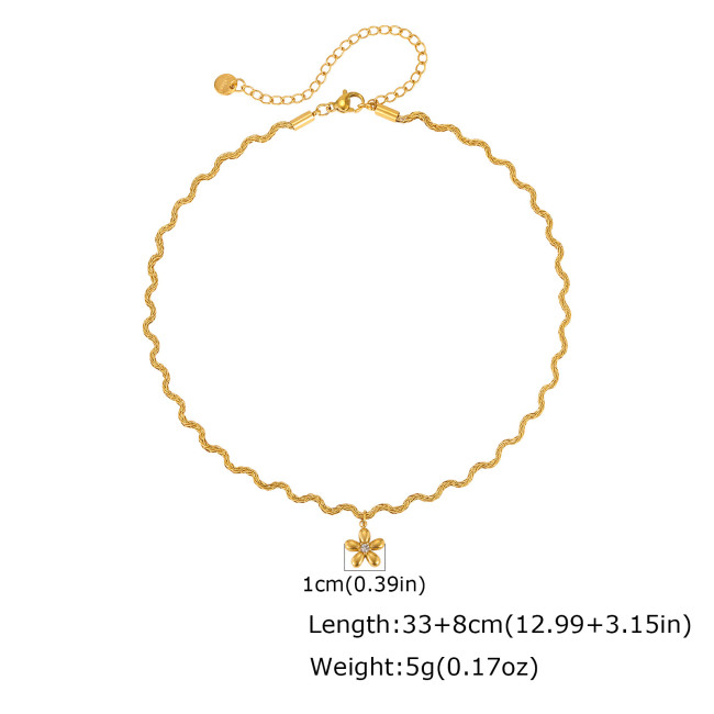 Wholesale Stainless Steel Wavy Twist Chain Necklace
