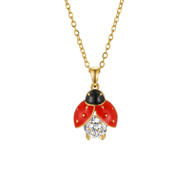 Wholesale Gold Plated Enamel Ladybug Pendant