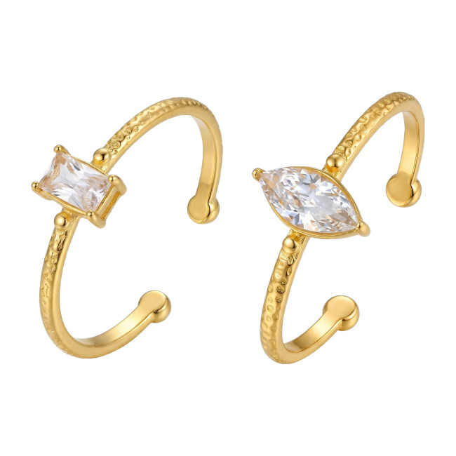 Wholesale Stainless Steel Textured Zircon Open Rings