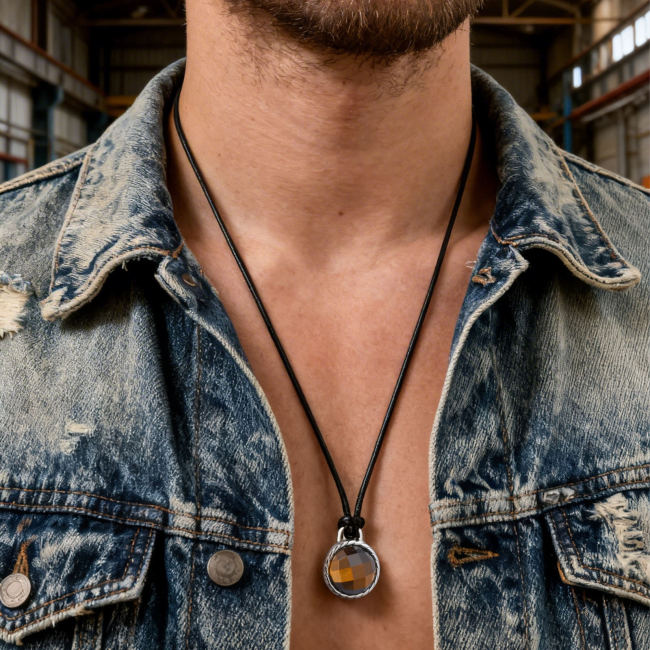 Wholesale Stainless Steel Tiger Eye & Aventurine Round Pendant