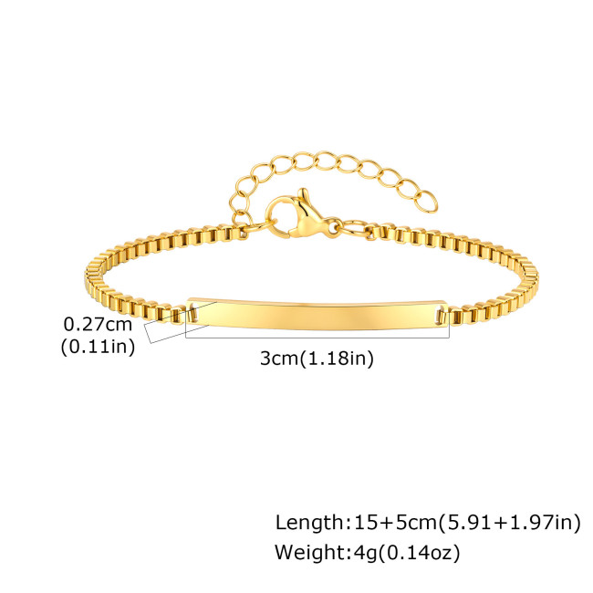 Wholesale 18K Gold Plated Engravable Bar Bracelet
