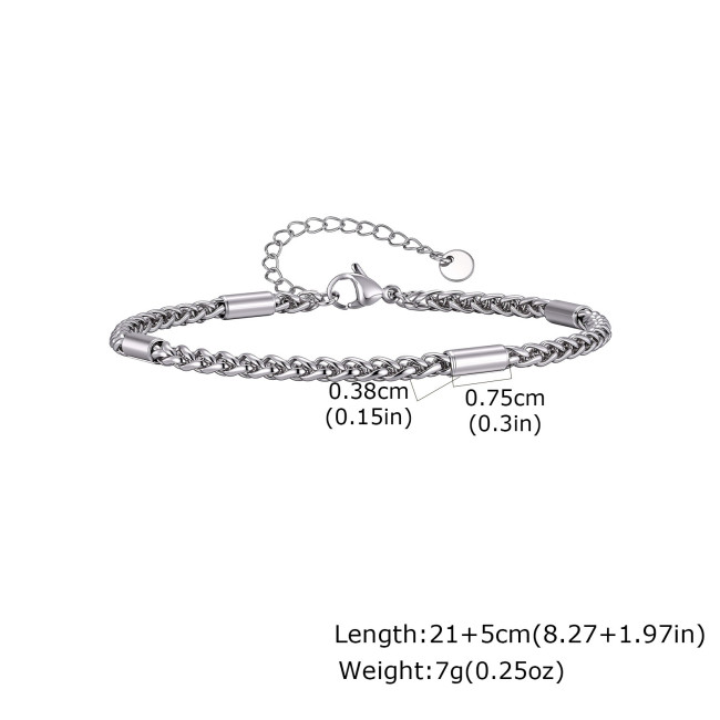 Wholesale Stainless Steel Wheat Chain Anklet
