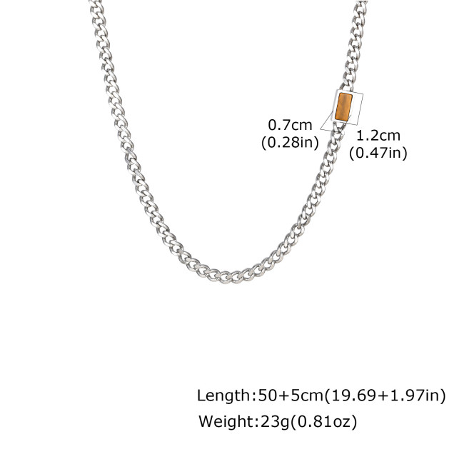 Wholesale Stainless Steel Curb Cuban Necklace with Natural Stone