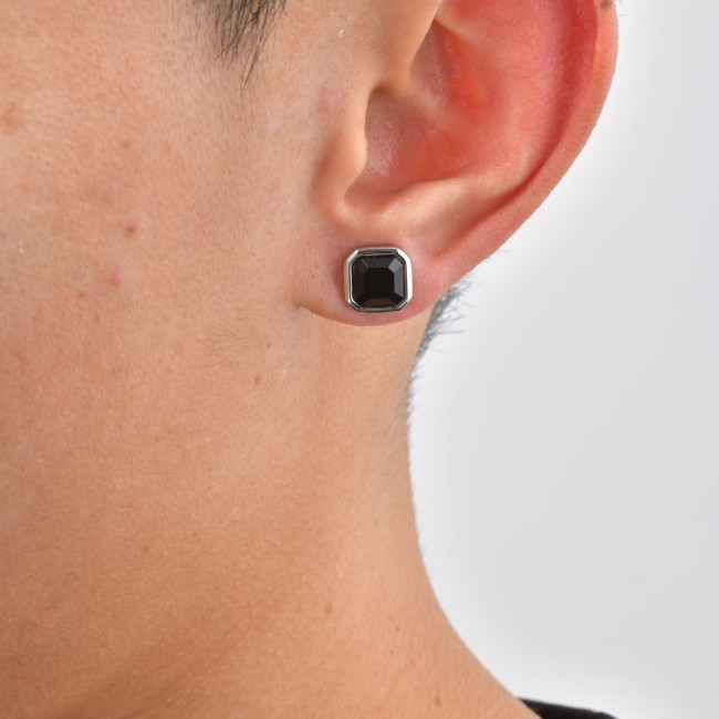 Wholesale Stainless Steel Black Onyx  Stud Earrings