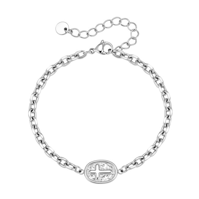 Wholesale Stainless Steel Cross Oval Medal Bracelet