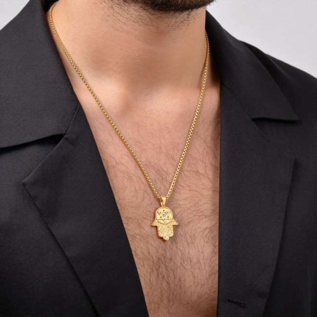 Wholesale 18K Gold Plated Hamsa Hand Pendant