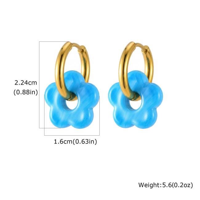 Wholesale Stainless Steel Colorful Flower Earrings