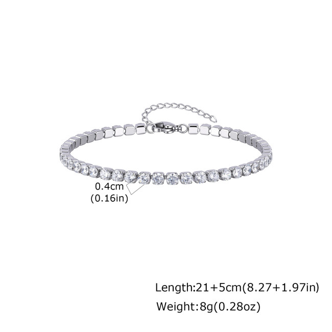 Wholesale Stainless Steel CZ Tennis Anklet
