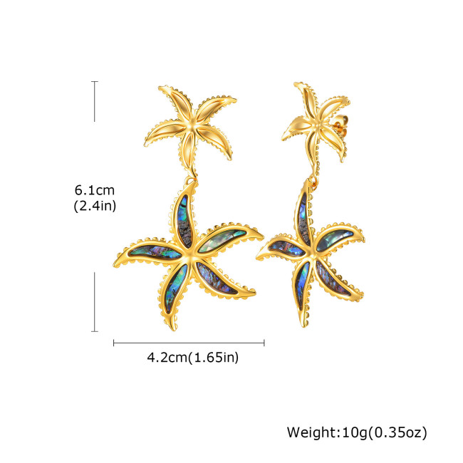 Wholesale Gold Plated Double Starfish Earrings