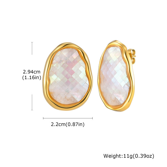 Wholesale Gold Plated Irregular Shell & Abalone Stud Earrings
