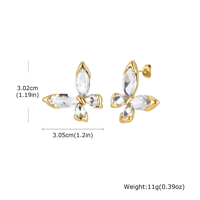 Wholesale Gold Plated Heart & Butterfly Stud Earrings Set