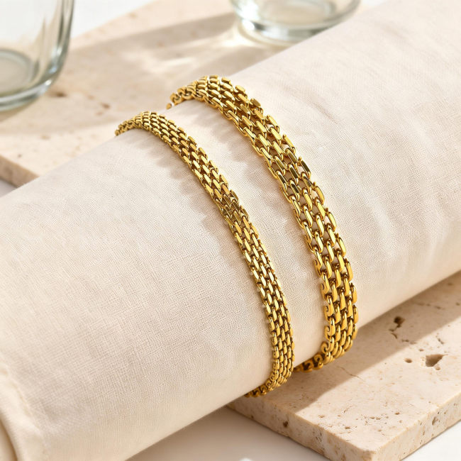 Wholesale Gold Plated Stainless Steel Mesh Chain Anklet