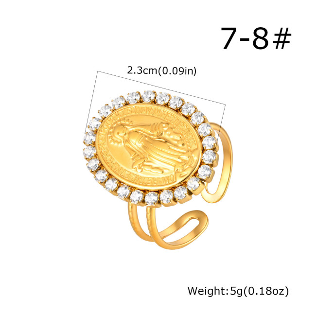 Wholesale Stainless Steel Religious Madonna Oval Signet Ring