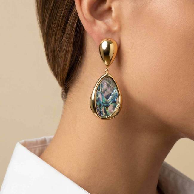 Wholesale Waterdrop Shell & Abalone Inlay Earrings
