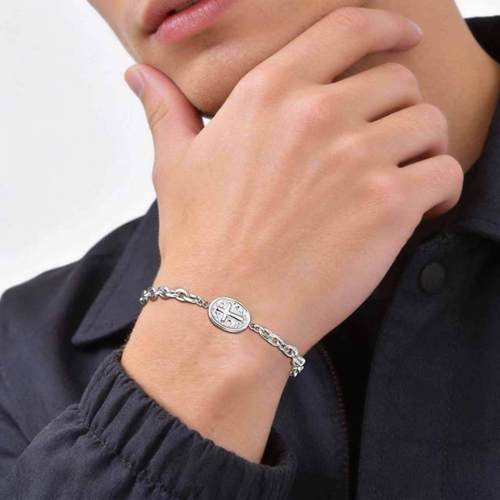 Wholesale Stainless Steel Cross Oval Medal Bracelet