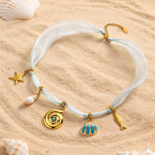Wholesale Ocean Theme Chiffon Ribbon Choker