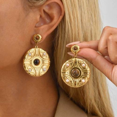 Wholesale Vintage Royal Gold Plated Round Earrings
