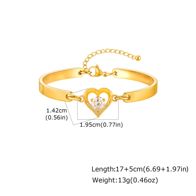 Wholesale Stainless Steel Heart Bangle Bracelet