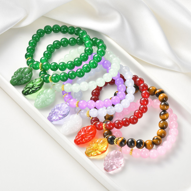 Wholesale Natural Gemstone Beaded Bracelet - Carved Fox Amulet