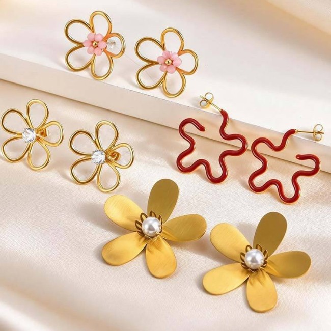 Wholesale Stainless Steel Diverse Floral Designs Earrings