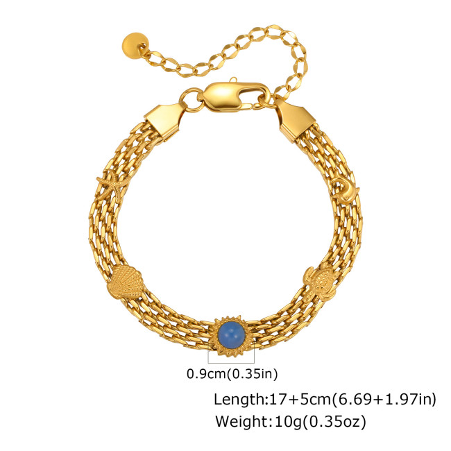 Wholesale Gold Plated Marine Charm Mesh Bracelet