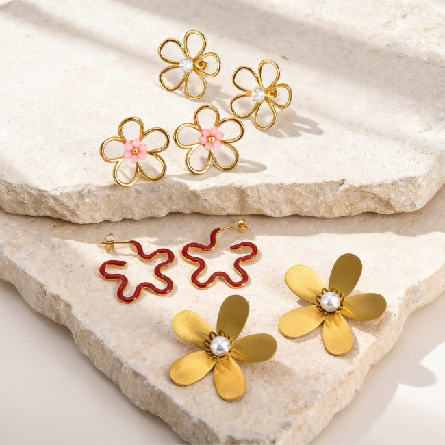 Wholesale Stainless Steel Diverse Floral Designs Earrings