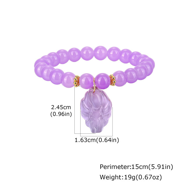 Wholesale Natural Gemstone Beaded Bracelet - Carved Fox Amulet