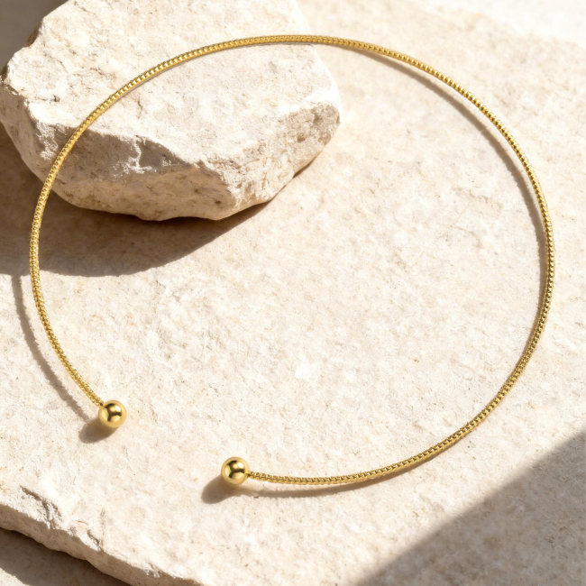 Wholesale Minimalist Ball End Open Choker Necklace