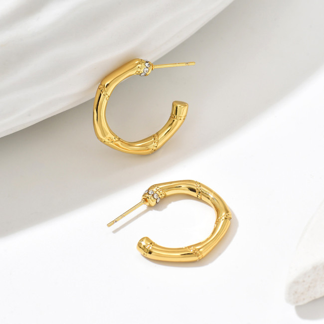Wholesale Stainless Steel Bamboo Style Hoop Earrings