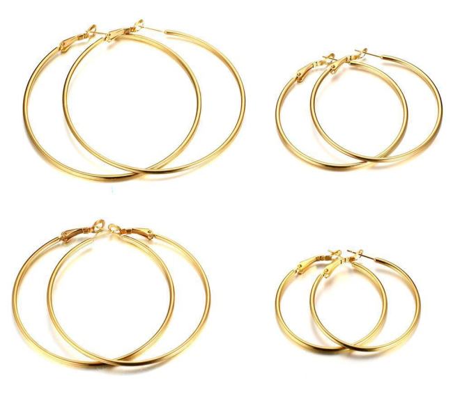 Wholesale Stainless Steel Classic Golden Hoops Earrings