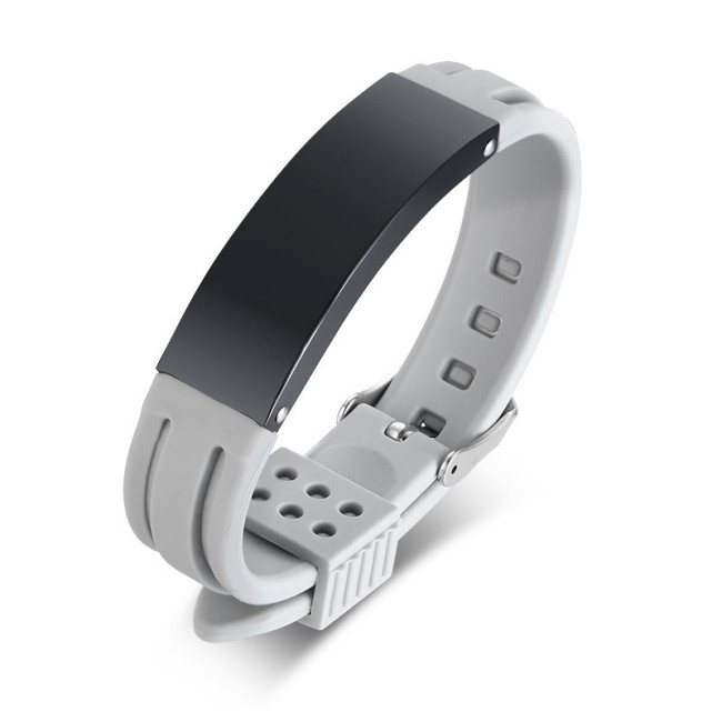 Wholesale Engraved Men's Rubber & Steel Sport ID Bracelet