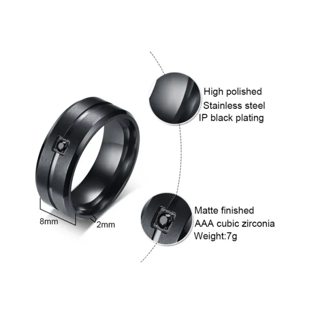 Wholesale Stainless Steel Black Ring for Guys
