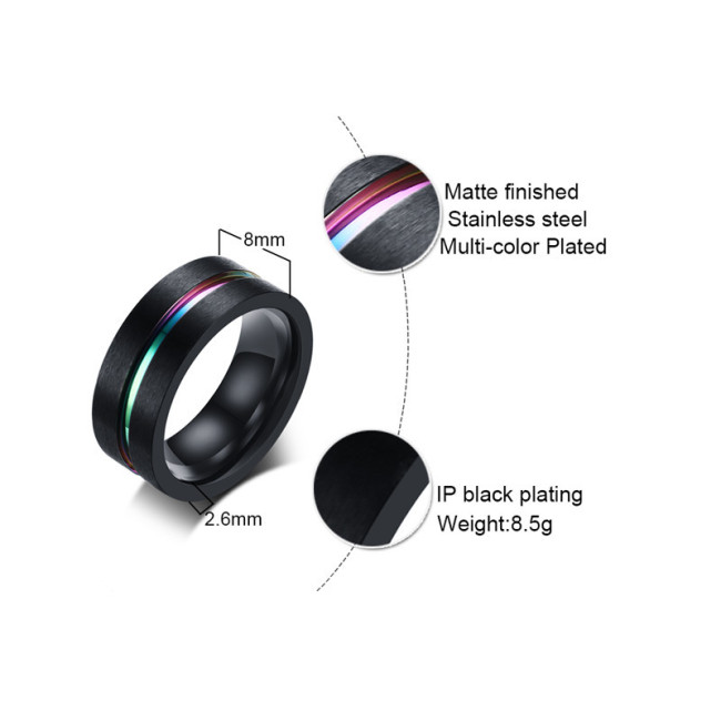 Wholesale Mens Stainless Steel Black Ring Band