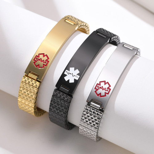 Wholesale Stainless Steel Medical Alert Id Bracelets Men Women Jewelry Gifts