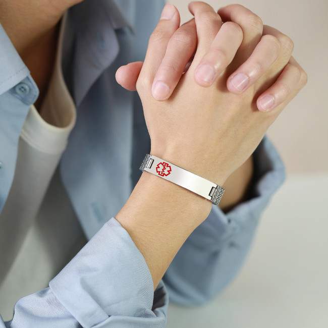 Wholesale Stainless Steel Medical Alert Id Bracelets Men Women Jewelry Gifts