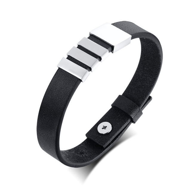 Wholesale Personalized Genuine Black Leather Bracelet