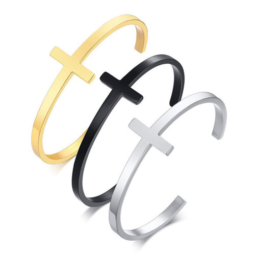Wholesale Stainless Steel Bangle with Cross Charm