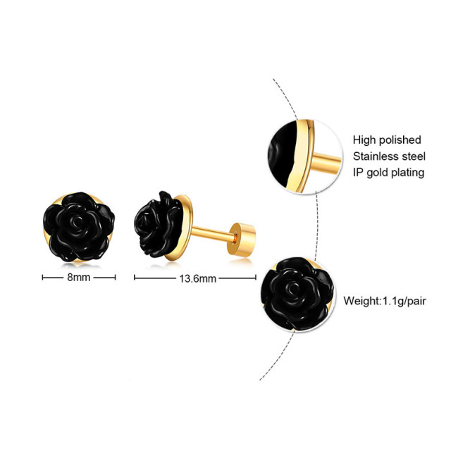 Wholesale Stainless Steel Women Rose Flower Stud Eearrings Online